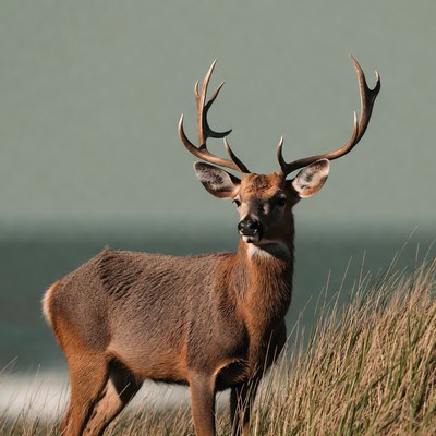 Buck standing in tall grass