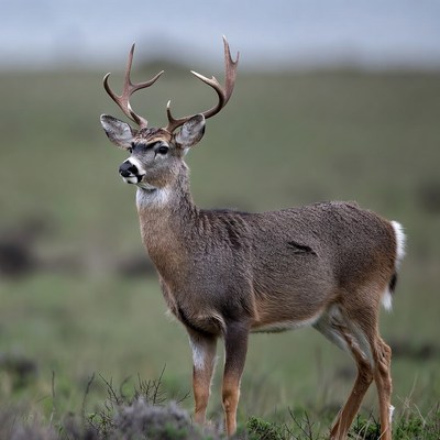 Buck deer standing in grass