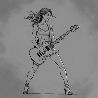 Woman playing electric guitar