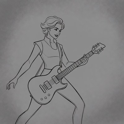 Woman playing electric guitar