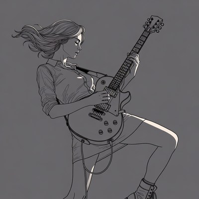 Woman playing electric guitar