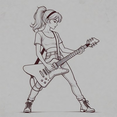 Girl playing electric guitar