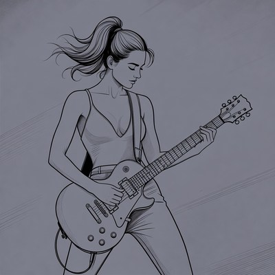 Woman playing electric guitar