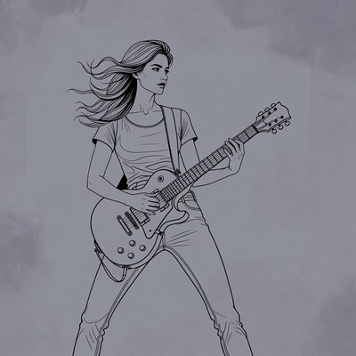 Woman playing electric guitar