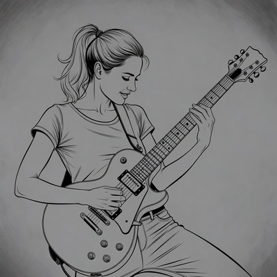 Woman playing electric guitar
