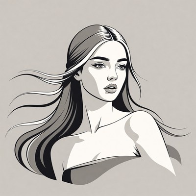 Beautiful woman with flowing hair