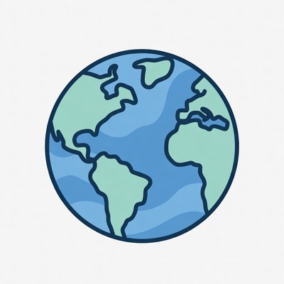 Blue Line Art Earth Globe