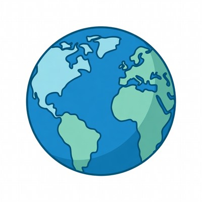 Colorful Cartoon Earth Globe