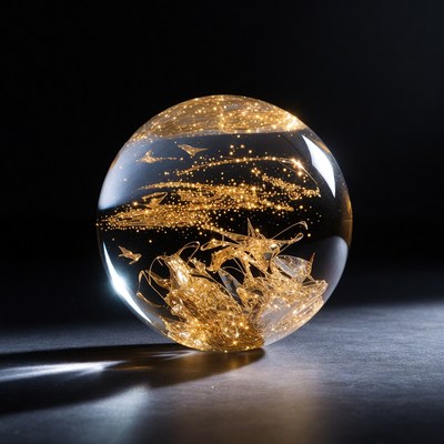 Golden Flakes in Clear Glass Orb