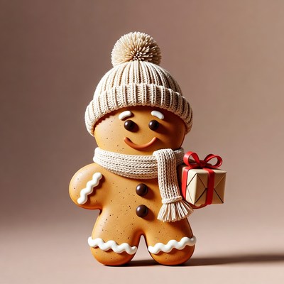 Gingerbread man with hat scarf gift
