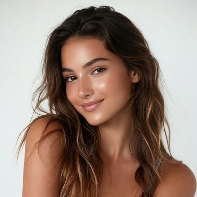 Beautiful woman with wavy brown hair