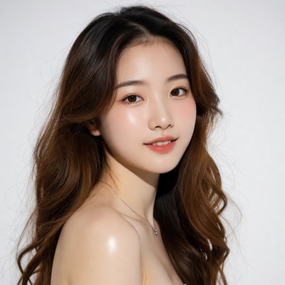 Asian woman with long brown hair