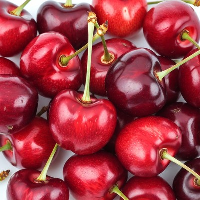 Fresh Red Cherries with Stems