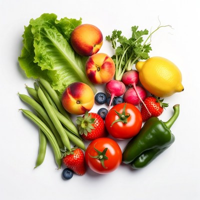 Colorful Fresh Vegetables and Fruits