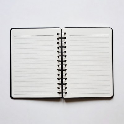 Open Spiral Notebook on White Background