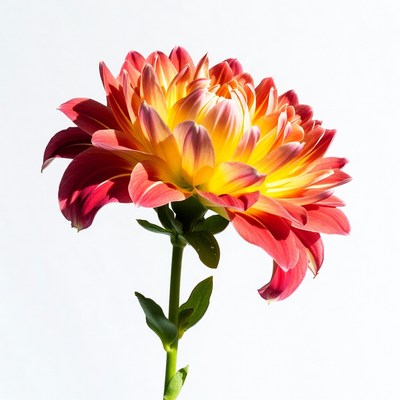 Vibrant Red Orange Dahlia Flower