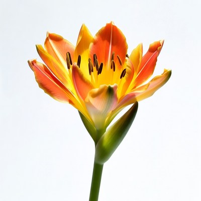 Orange lily flower on stem