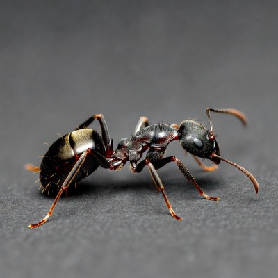 Black ant on dark background