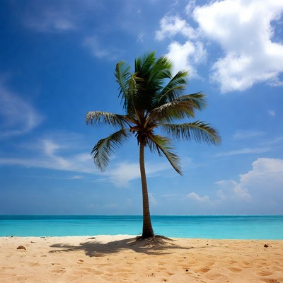 Palm Tree on Tropical Beach