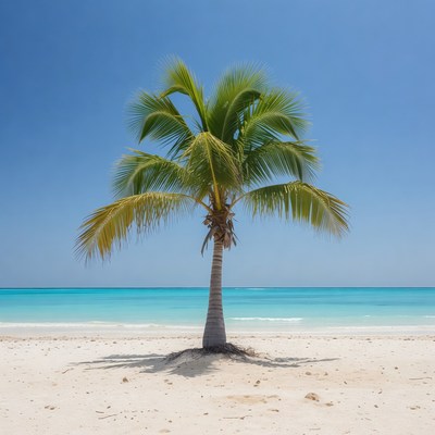 Palm Tree on Tropical Beach