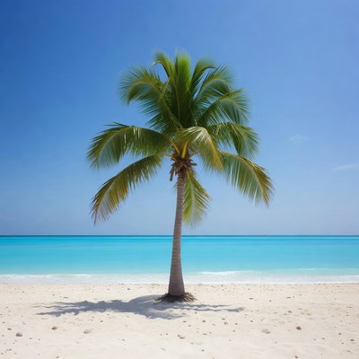 Palm Tree on Tropical Beach