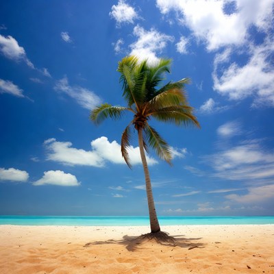 Palm Tree on Tropical Beach