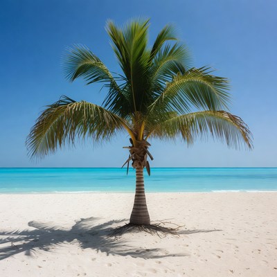 Palm Tree on Tropical Beach