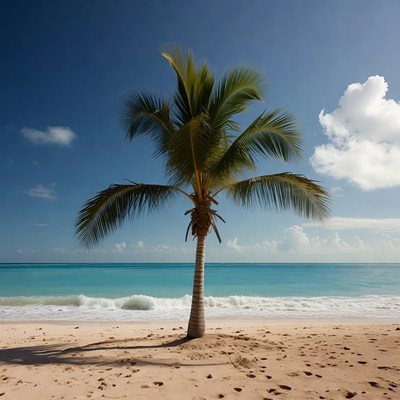 Palm Tree on Tropical Beach
