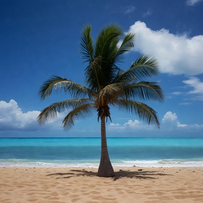 Palm Tree on Tropical Beach