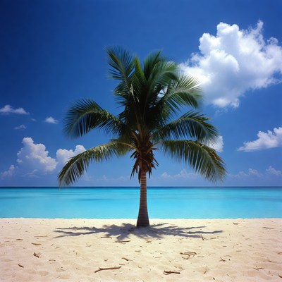 Palm Tree on Tropical Beach