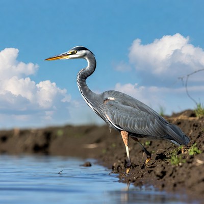Great Blue Heron at water's edge
