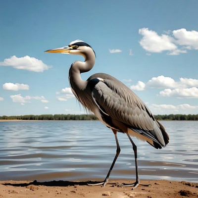 Great Blue Heron by lakeshore