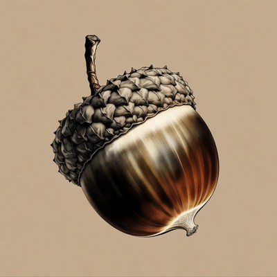 Detailed Acorn Illustration