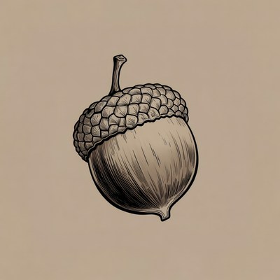 Detailed Acorn Illustration