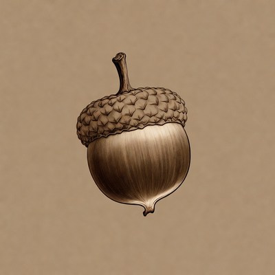 Acorn illustration on beige background