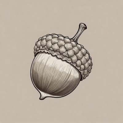 Line Art Acorn Illustration
