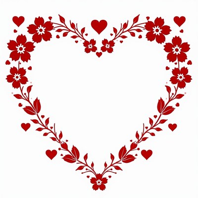 Floral Red Heart Frame