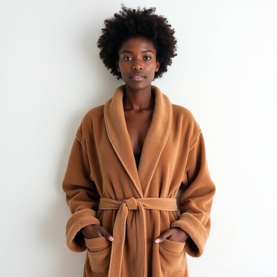 African-American woman in brown robe