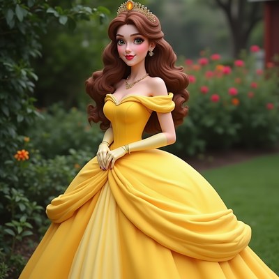 Belle in yellow princess gown