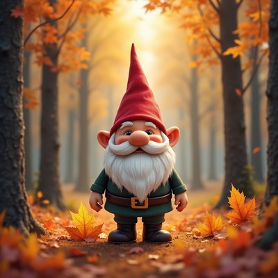 Gnome in autumn forest
