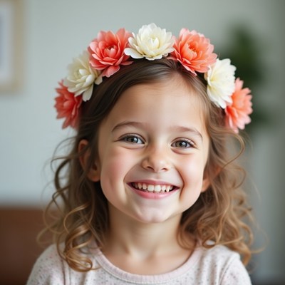 Girl smiling with flower crown