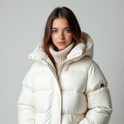 Woman in white puffer jacket
