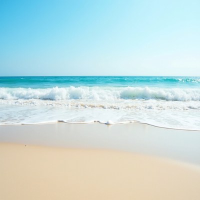 Ocean Waves Crashing on Sandy Beach