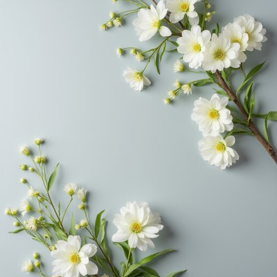White Daisies on Light Blue Background