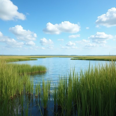 Marshland with water channel