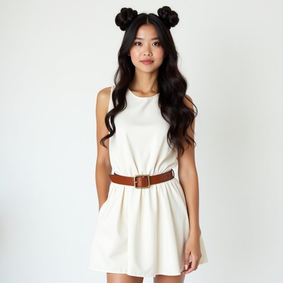 Asian woman with space buns hairstyle