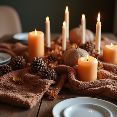 Autumn Thanksgiving Table with Candles