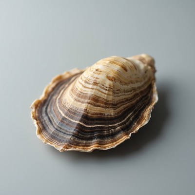 Oyster shell on gray background