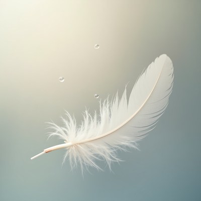 White Feather with Water Droplets