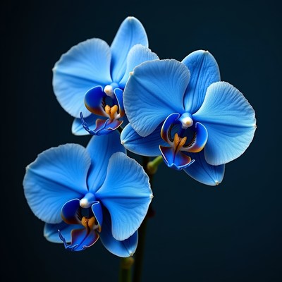 Blue Orchids on Dark Background